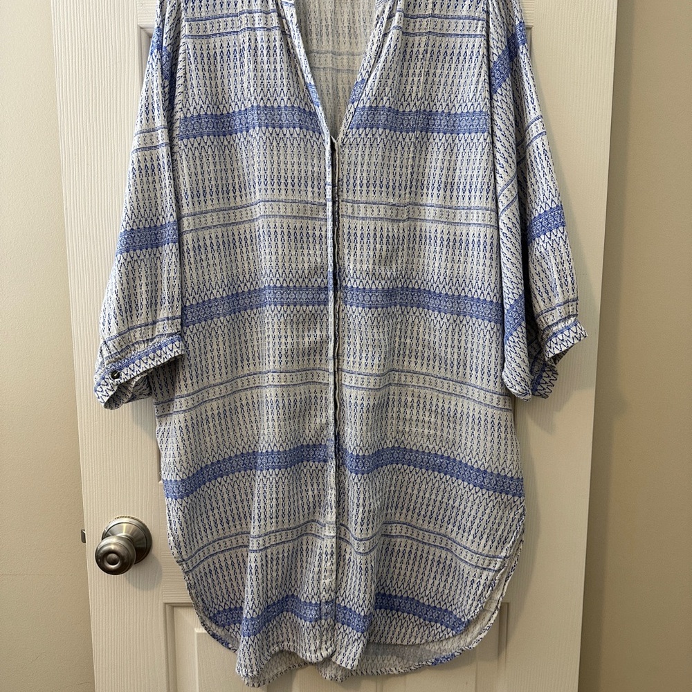 MAEVE Blue and White Striped Tunic Top/Duster